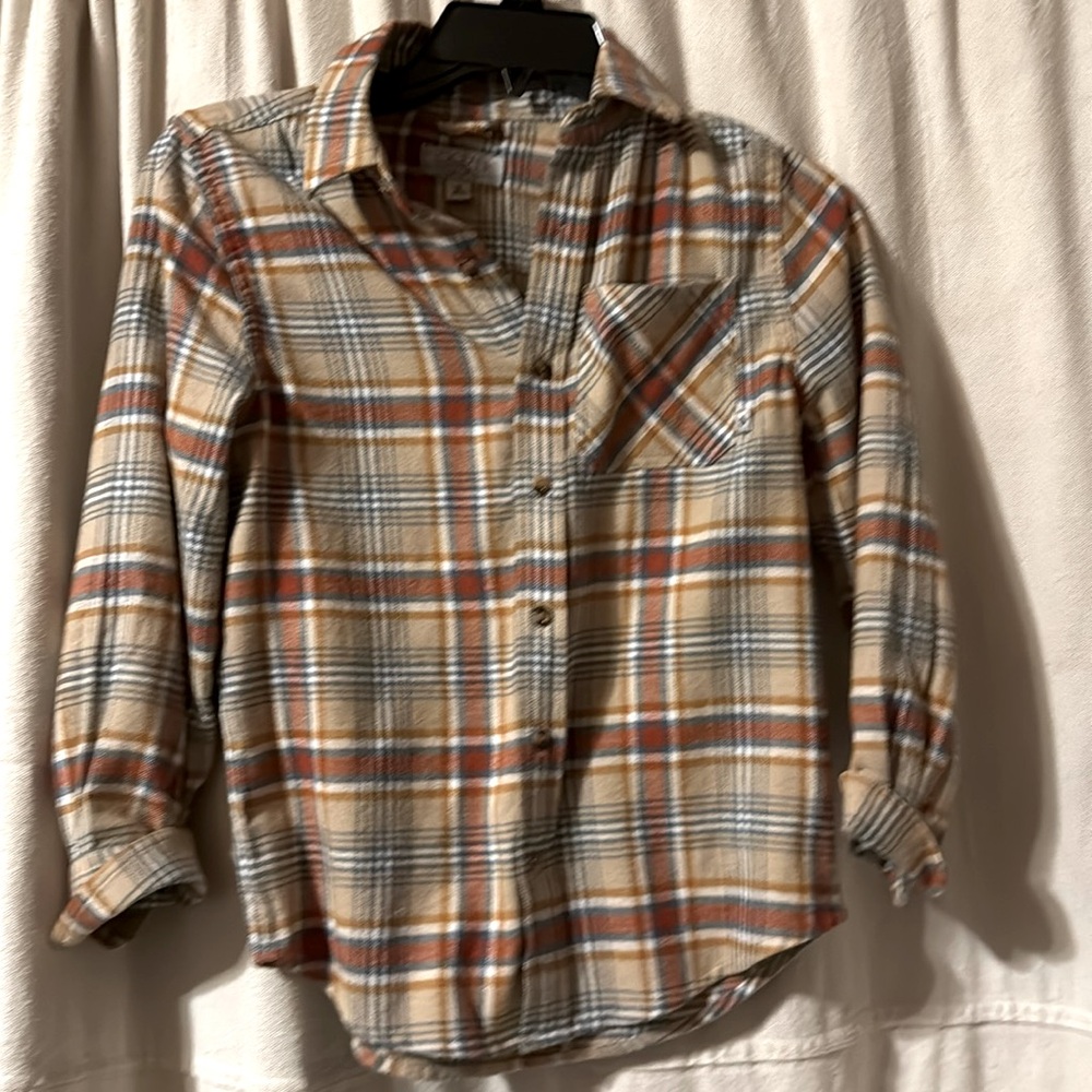 Ocean + coast medium weight cotton flannel shirt boys small